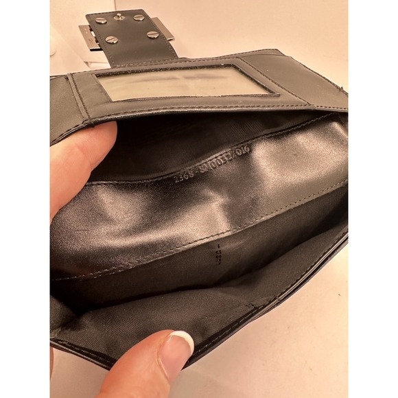 Fendi Long Wallet Zucca Monogram Black Leather Canvas Silver Buckle Authentic - Picture 10 of 13